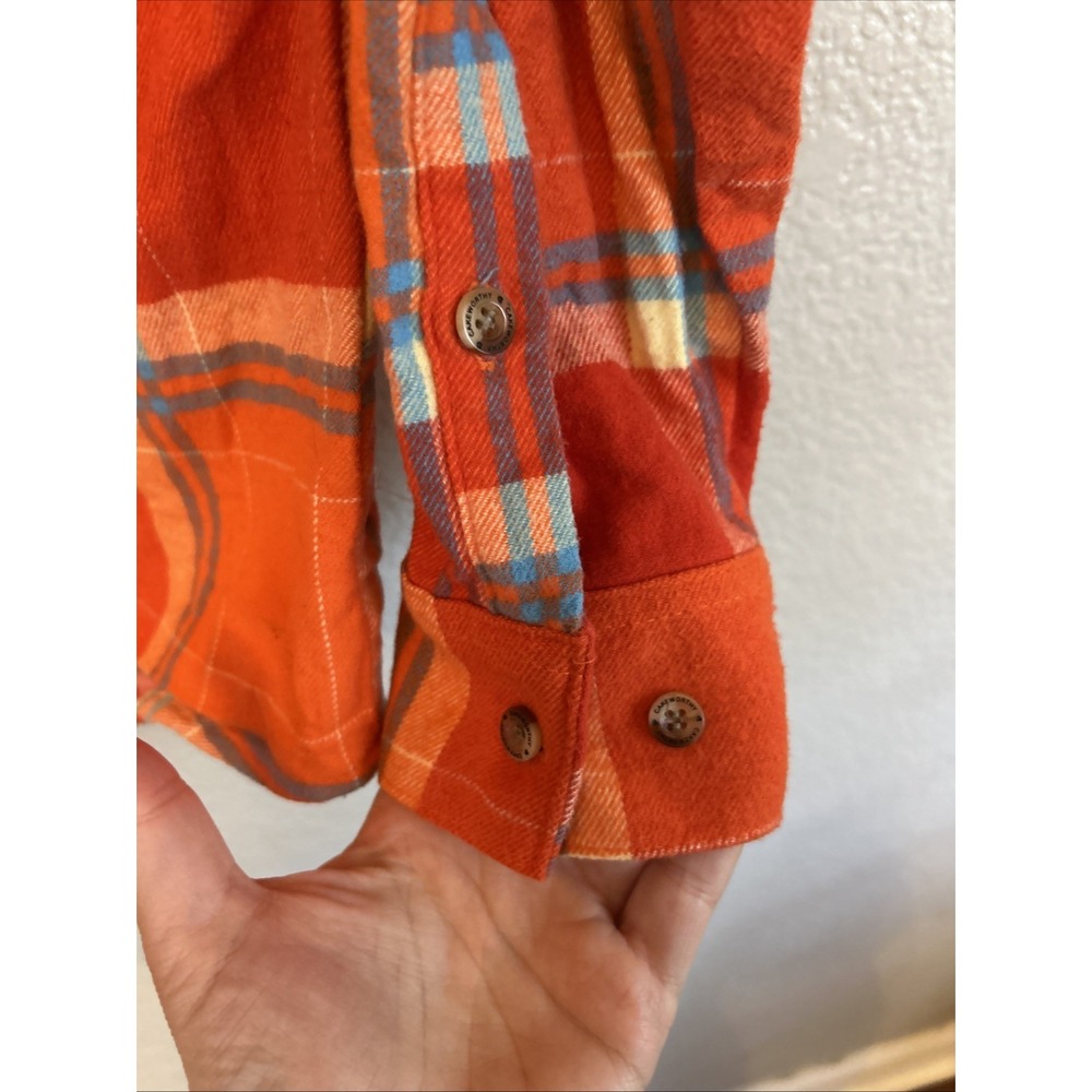 Disney Cakeworthy Moana Flannel Shirt Women's Small Orange Plaid Casual Preowned - Picture 5 of 8